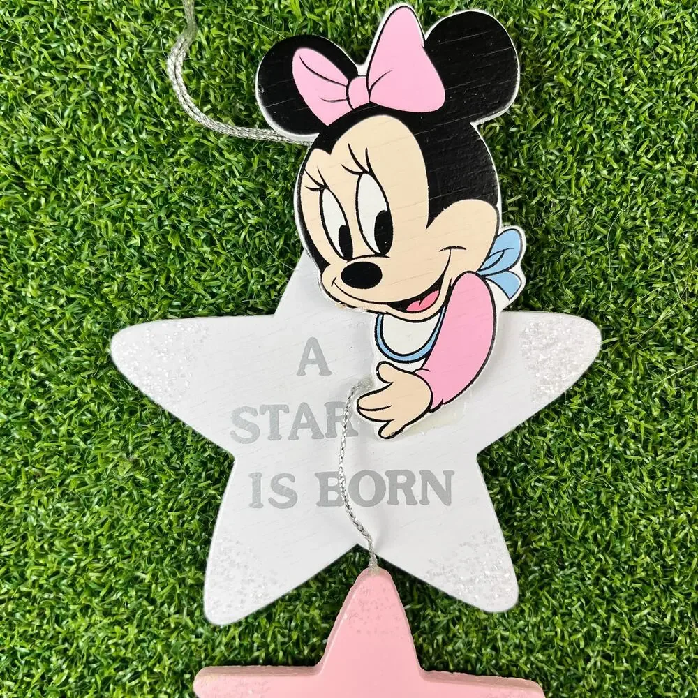 Vintage 1990 Walt Disney Company Wooden Minnie Mouse A Star Is Born Ornament